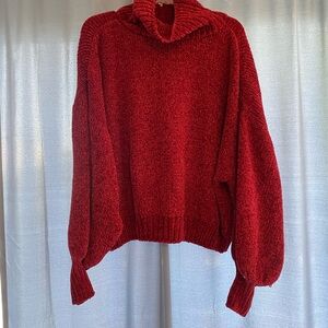 Red chenille Sweater. Small. Oversized slouchy style.